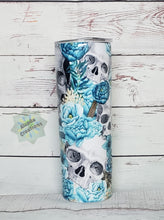 Load image into Gallery viewer, Blue Floral Skull Tumbler