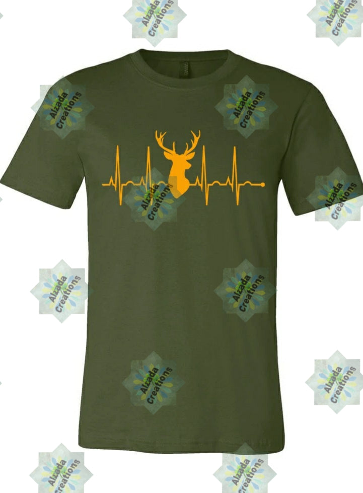 Mens Graphic T shirt Deer Heart Beat
