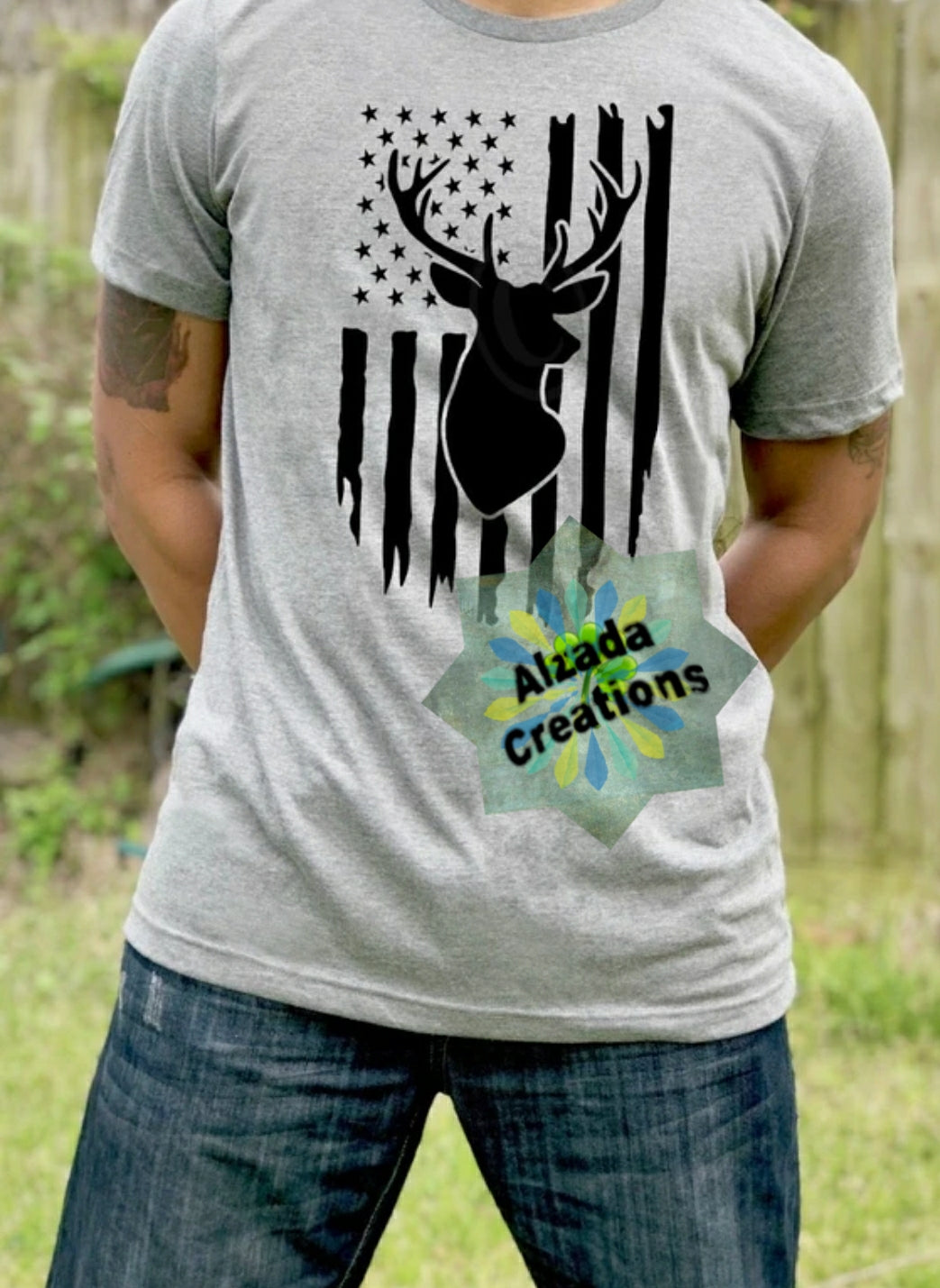 Deer Flag Mens Graphic T shirt