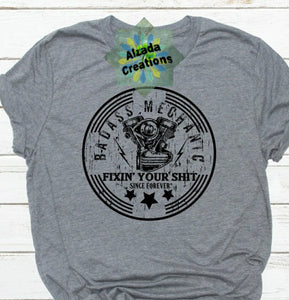Bad Ass Mechanic Mens Graphic T shirt