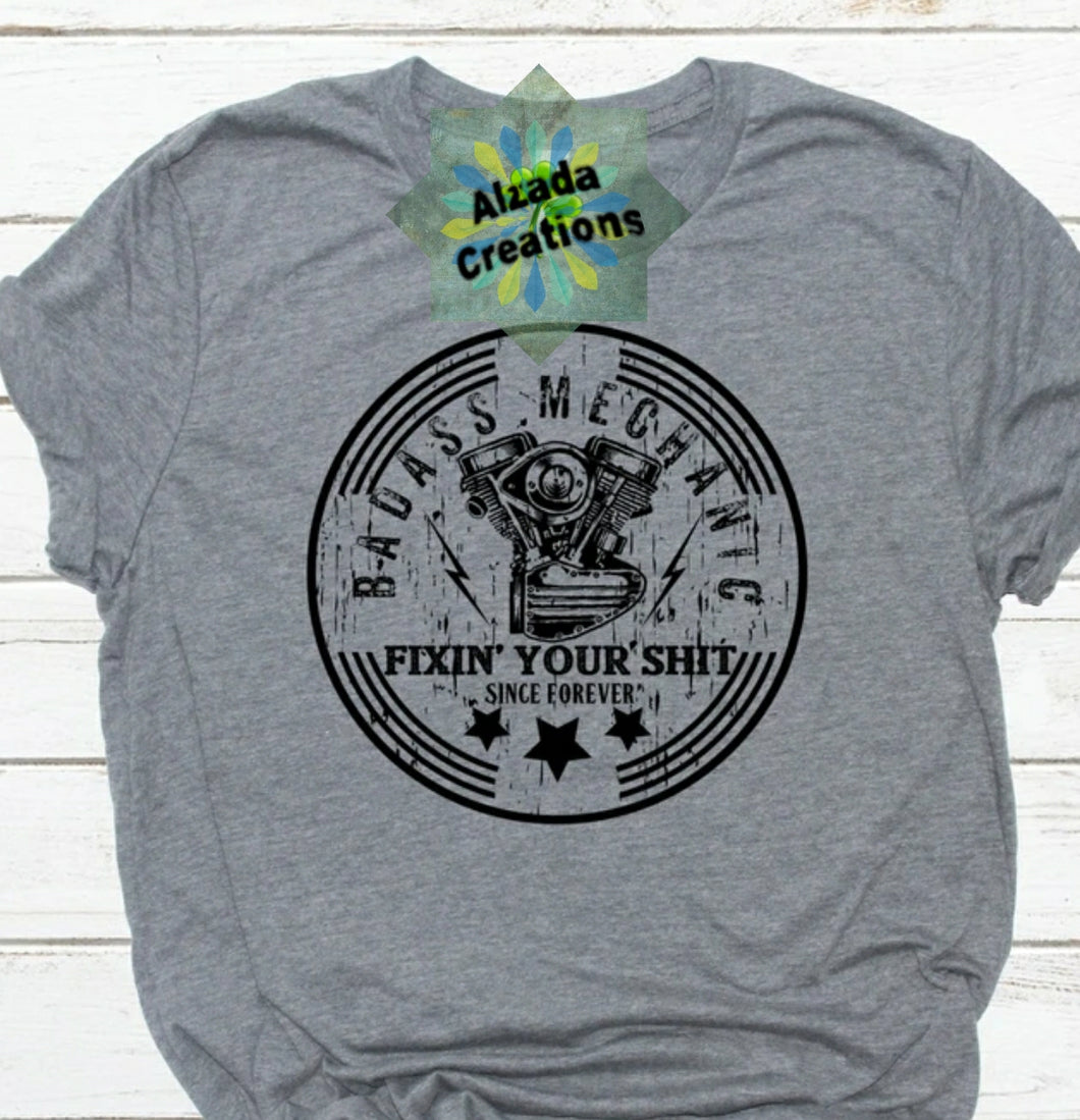 Bad Ass Mechanic Mens Graphic T shirt