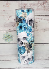 Load image into Gallery viewer, Blue Floral Skull Tumbler
