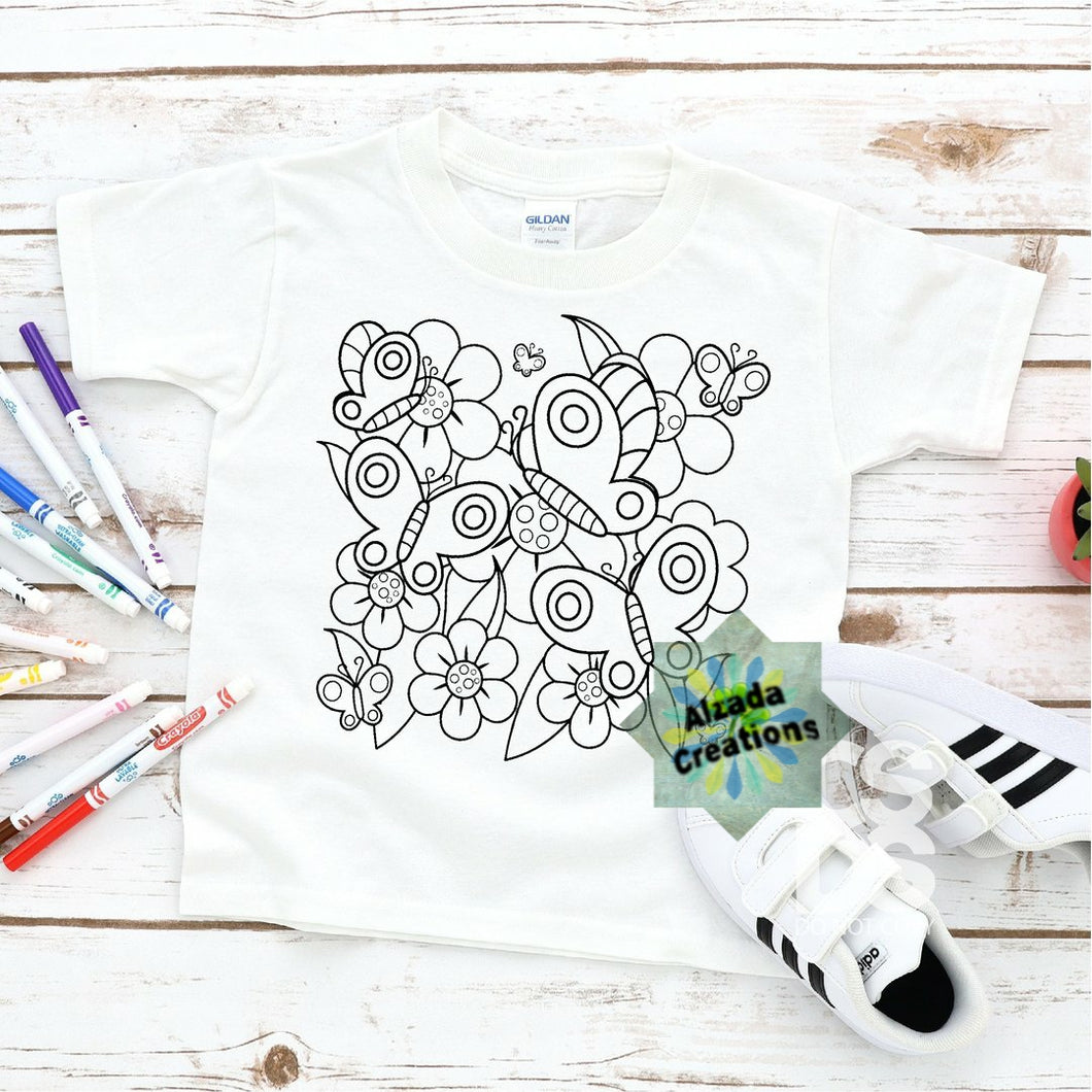 Butterflies and Flowers Coloring Shirt (Youth)